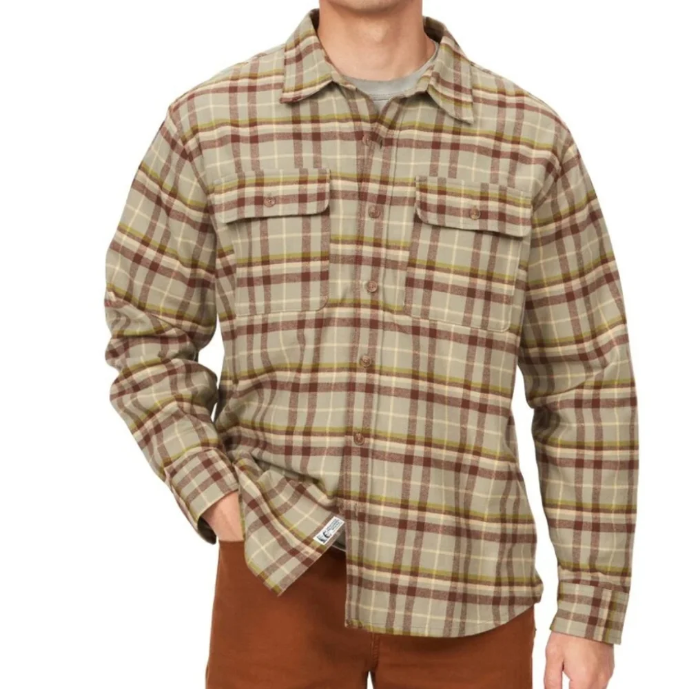202. Marmot Doran Midweight Flannel Shirt | Color: Vetiver - Picture 1 of 9